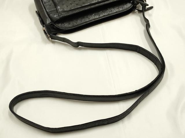 平和屋着物▼ファッション小物　ショルダーバッグ　オーストリッチ　JRAタグ付き　逸品　AABK5569ay