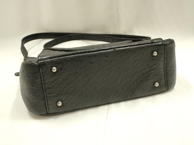 平和屋着物▼ファッション小物　ショルダーバッグ　オーストリッチ　JRAタグ付き　逸品　AABK5569ay