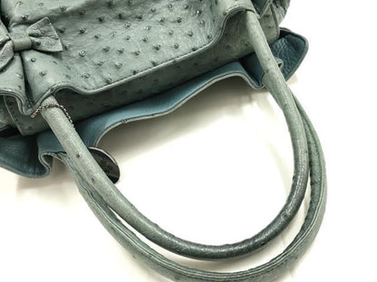 平和屋着物▼ファッション小物　ハンドバッグ　オーストリッチ　リボン　JRAタグ付き　逸品　AABK5570ay