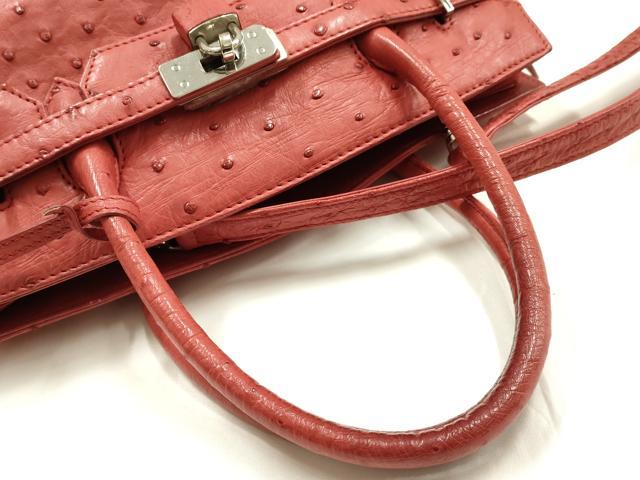 平和屋着物▼和装小物　和装バッグ　ハンドバッグ　ショルダーバッグ　オーストリッチ　本革製品　逸品　AABK5572ay