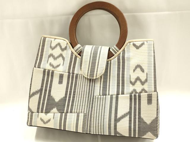 平和屋着物▼和装小物　和装バッグ　ハンドバッグ　木製ハンドル　マグネット式　逸品　AABK5575ay