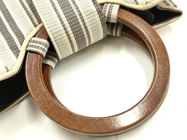 平和屋着物▼和装小物　和装バッグ　ハンドバッグ　木製ハンドル　マグネット式　逸品　AABK5575ay