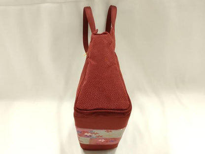 平和屋着物▼和装小物　和装バッグ　ハンドバッグ　舞蝶花文　市松　金彩　華美裳　逸品　未使用　AABK5576ay