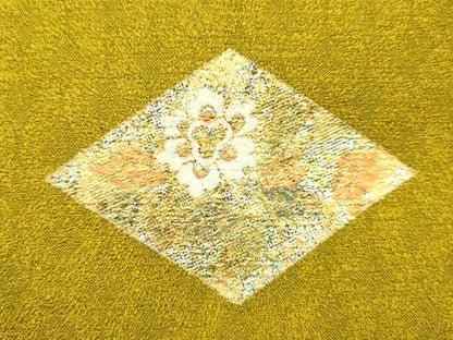 平和屋着物▼和装小物　和装バッグ　ハンドバッグ　草花菱文　金彩　くるみボタン　逸品　AABK5577ay