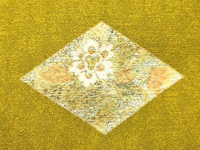 平和屋着物▼和装小物　和装バッグ　ハンドバッグ　草花菱文　金彩　くるみボタン　逸品　AABK5577ay
