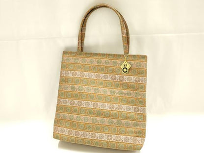 平和屋着物▼和装小物　和装バッグ　ハンドバッグ　トートバッグ　花鳥文　金糸　春草　逸品　未使用　AABK5578ay