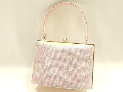 平和屋着物▼和装小物　和装バッグ　ハンドバッグ　花柄　銀糸　金彩　逸品　AABK5579ay