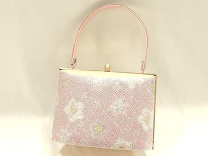平和屋着物▼和装小物　和装バッグ　ハンドバッグ　花柄　銀糸　金彩　逸品　AABK5579ay