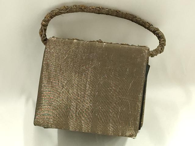 平和屋着物●和装小物　和装バッグ　ハンドバッグ　インド　ザリ刺繍　アメジスト　天然石　逸品　AABK5581ay