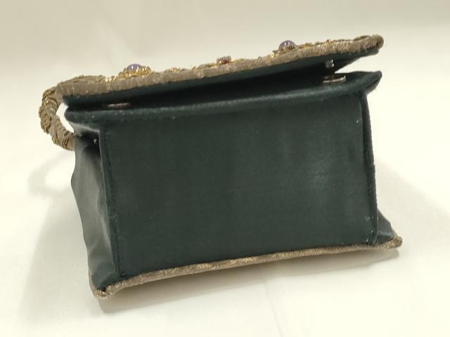 平和屋着物●和装小物　和装バッグ　ハンドバッグ　インド　ザリ刺繍　アメジスト　天然石　逸品　AABK5581ay