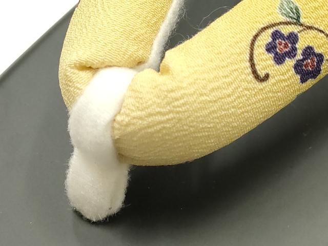 平和屋着物●岡重謹製　OKAJIMA　和装小物　下駄　桐下駄　黒　友禅柄鼻緒　象更紗　浴衣　夏着物　共箱付き　逸品　未使用　AABK5583ay