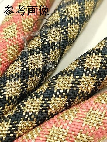 平和屋着物●和装小物　上質な帯締め　丸ぐけ　格子　金糸　撚り房　ぜんび　正絹　逸品　未使用　AABK5589ay