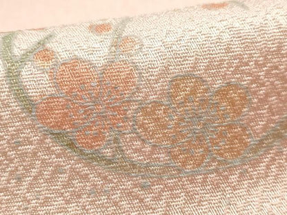 平和屋着物●和装小物　帯締め・帯揚げセット　高麗組　金糸　枝花丸文　梅　金彩　暈し染め　正絹　逸品　未使用　AABK5596ay