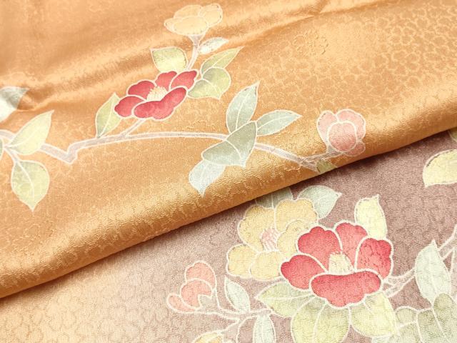平和屋着物●和装小物　帯締め・帯揚げセット　高麗組　枝椿　金銀糸　暈し染め　正絹　逸品　未使用　AABK5598ay