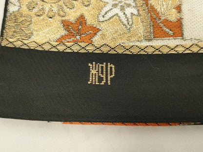 平和屋着物◎六通柄　本袋帯　唐織　青海波鳳凰花文　黒地　金糸　正絹　逸品　AABK5602ou