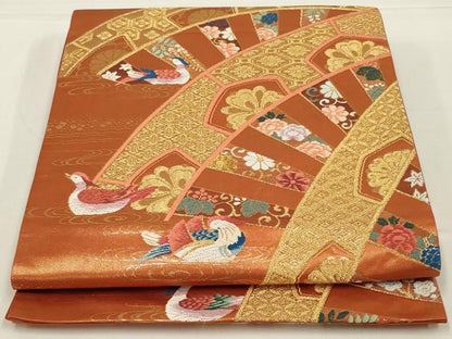 平和屋着物◎六通柄袋帯　唐織　水車の譜　金糸　正絹　逸品　AABK5608ou