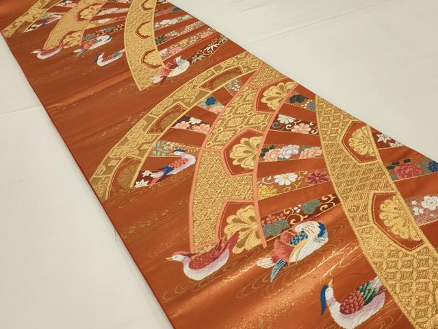 平和屋着物◎六通柄袋帯　唐織　水車の譜　金糸　正絹　逸品　AABK5608ou
