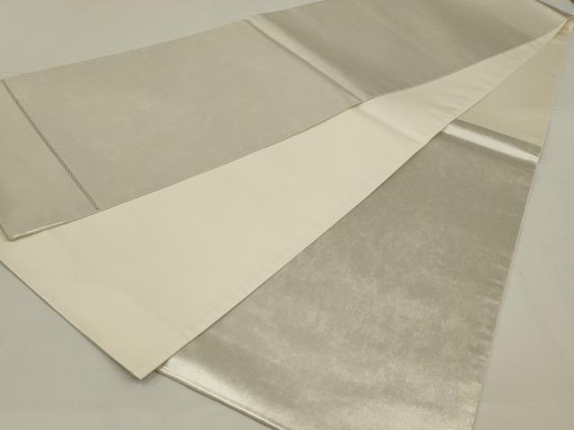 平和屋着物◎六通柄袋帯　霞文　漆銀泥　銀糸　正絹　逸品　未使用　AABK5617ou