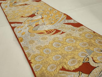 平和屋着物◎六通柄　本袋帯　孔雀文　金銀糸　正絹　逸品　AABK5629ou