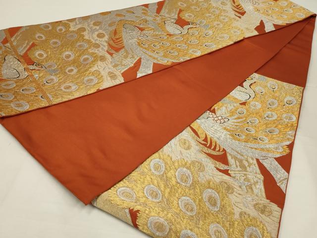 平和屋着物◎六通柄　本袋帯　孔雀文　金銀糸　正絹　逸品　AABK5629ou