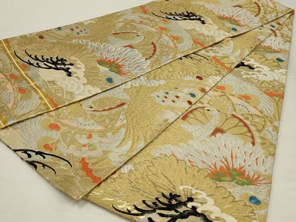 平和屋着物◎アンティーク　大正ロマン　丸文　孔雀松文　金銀糸　正絹　逸品　AABK5633ou