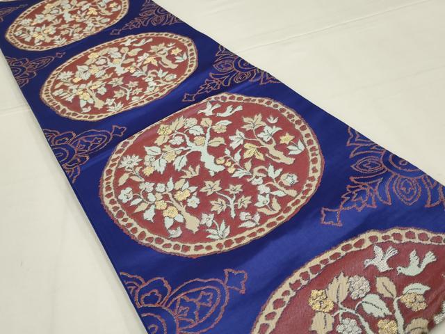 平和屋着物◎六通柄袋帯　花鳥丸文　金銀糸　正絹　逸品　AABK5637ou