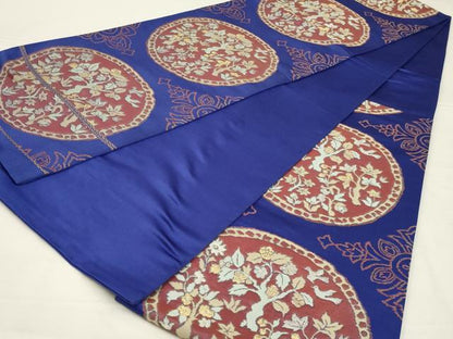 平和屋着物◎六通柄袋帯　花鳥丸文　金銀糸　正絹　逸品　AABK5637ou