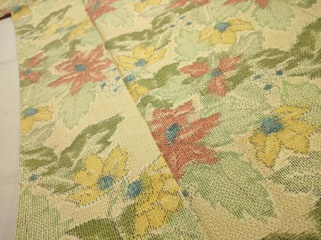 平和屋着物■上質な紬　草花文　正絹　逸品　AABK5642sx