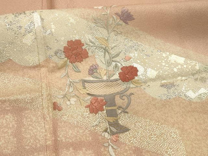 平和屋着物■訪問着　刺繍　飾花文　金銀彩　正絹　逸品　AABK5648sx