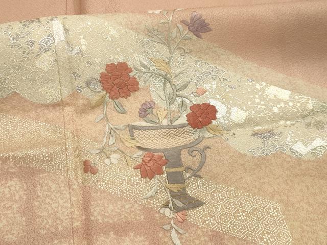 平和屋着物■訪問着　刺繍　飾花文　金銀彩　正絹　逸品　AABK5648sx