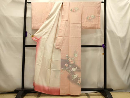 平和屋着物■訪問着　友禅　刺繍　枝花文　暈し染め　金糸　やまと誂製　正絹　逸品　AABK5649sx