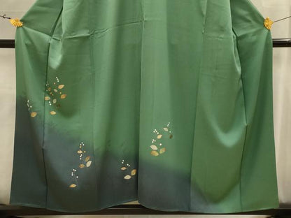 平和屋着物■訪問着　螺鈿　草花文　暈し染め　金銀彩　正絹　逸品　AABK5651sx