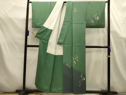 平和屋着物■訪問着　螺鈿　草花文　暈し染め　金銀彩　正絹　逸品　AABK5651sx