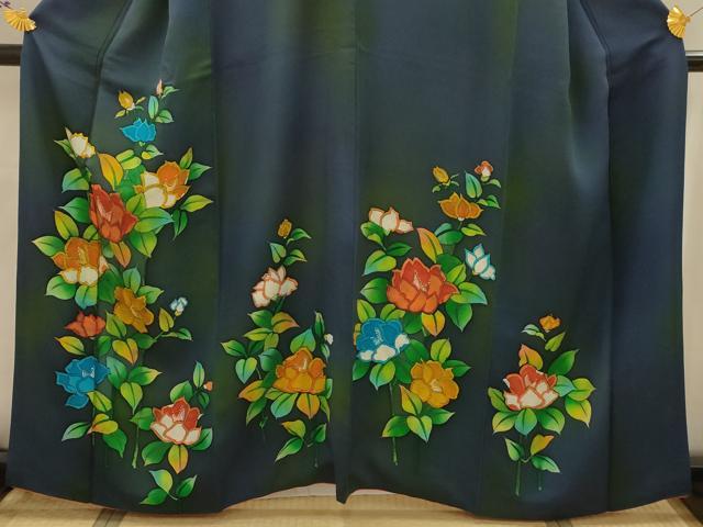 平和屋着物■訪問着　手描き　枝花文　暈し染め　正絹　逸品　AABK5652sx