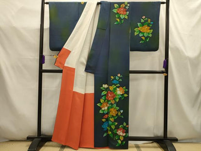 平和屋着物■訪問着　手描き　枝花文　暈し染め　正絹　逸品　AABK5652sx