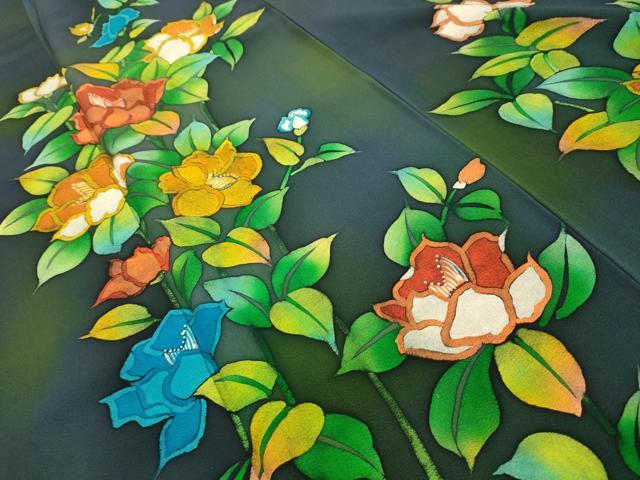 平和屋着物■訪問着　手描き　枝花文　暈し染め　正絹　逸品　AABK5652sx
