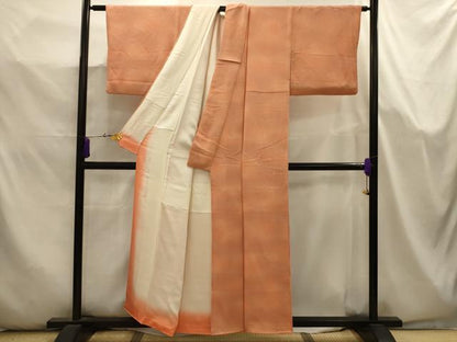 平和屋着物■上質な小紋　霞文　暈し染め　鬼しぼ縮緬　正絹　逸品　AABK5653sx