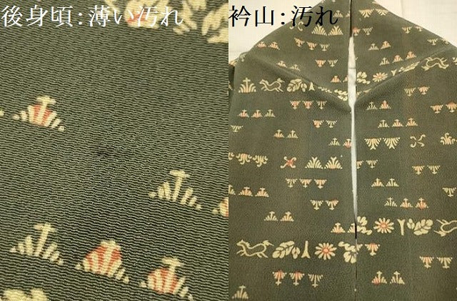 平和屋着物■上質な小紋　鳥獣花文　鬼しぼ縮緬　正絹　逸品　AABK5656sx