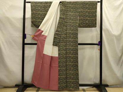 平和屋着物■上質な小紋　鳥獣花文　鬼しぼ縮緬　正絹　逸品　AABK5656sx