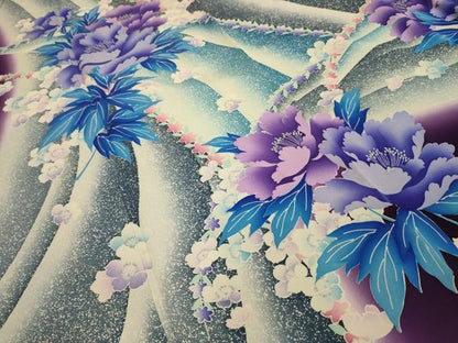 平和屋着物■豪華振袖　流水花文　暈し染め　銀彩　正絹　逸品　AABK5657sx