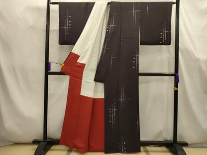 平和屋着物■伝統工芸士　辻井邦夫　小紋　絞り　幾何学文様　正絹　逸品　AABK5658sx