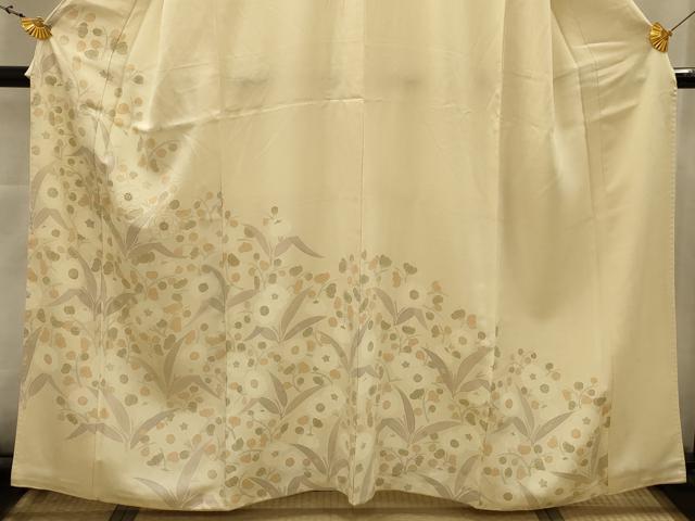 平和屋着物■訪問着　刺繍　草花文　銀糸　正絹　逸品　AABK5659sx