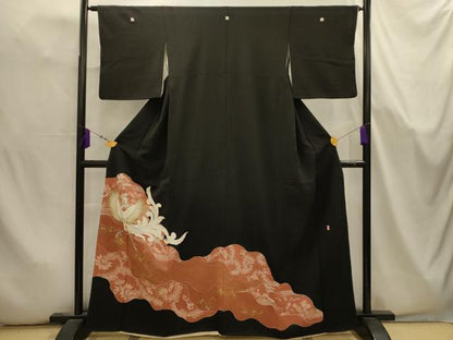 平和屋着物■豪華黒留袖　作家物　刺繍　道長鳳凰花文　金糸　金彩　正絹　逸品　AABK5661sx