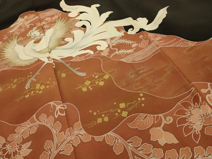 平和屋着物■豪華黒留袖　作家物　刺繍　道長鳳凰花文　金糸　金彩　正絹　逸品　AABK5661sx