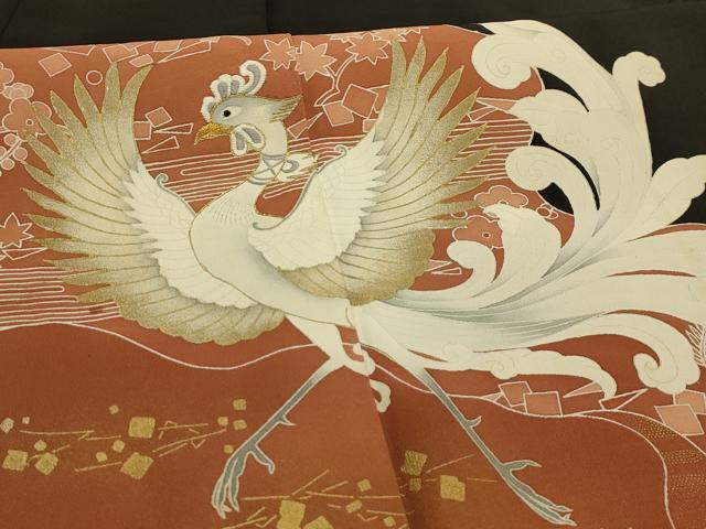 平和屋着物■豪華黒留袖　作家物　刺繍　道長鳳凰花文　金糸　金彩　正絹　逸品　AABK5661sx