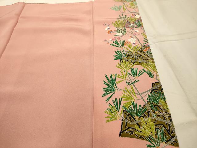平和屋着物■豪華色留袖　友禅　作家物　飛鶴梅松文　正絹　逸品　AABK5663sx