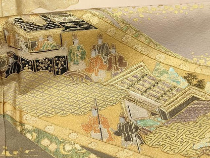 平和屋着物■豪華色留袖　人物風景文　暈し染め　金銀彩　正絹　逸品　AABK5664sx