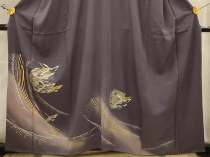 平和屋着物■豪華色留袖　駒刺繍　飛鶴文　暈し染め　金銀彩　正絹　逸品　AABK5665sx