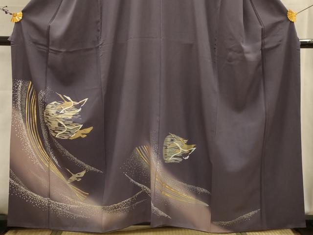 平和屋着物■豪華色留袖　駒刺繍　飛鶴文　暈し染め　金銀彩　正絹　逸品　AABK5665sx