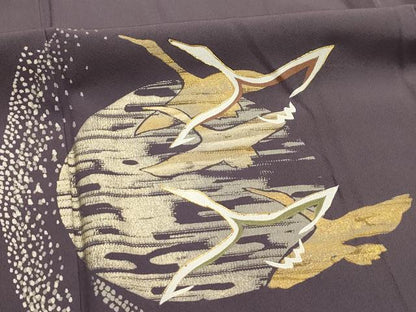 平和屋着物■豪華色留袖　駒刺繍　飛鶴文　暈し染め　金銀彩　正絹　逸品　AABK5665sx